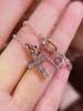 Позолоченное 18K золото Баоцзя Ожерелье с подвеской-крестом, инкрустированной бриллиантом, и змеиной костью Ключица Цепочка