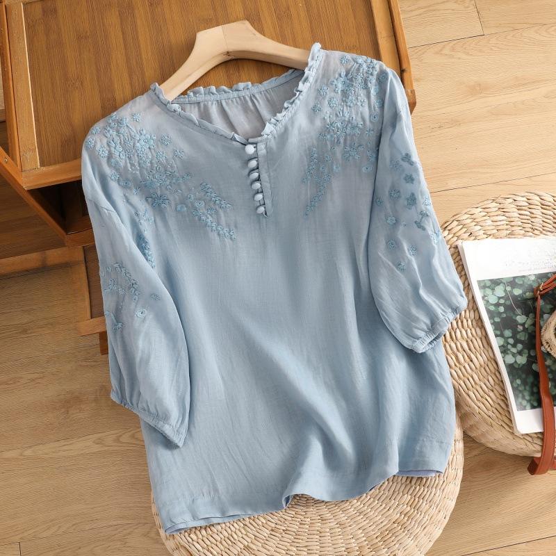 Женская футболка свободного кроя с тонкими секциями и рукавом «семь минут» на весну и лето, свободные повседневные универсальные топы