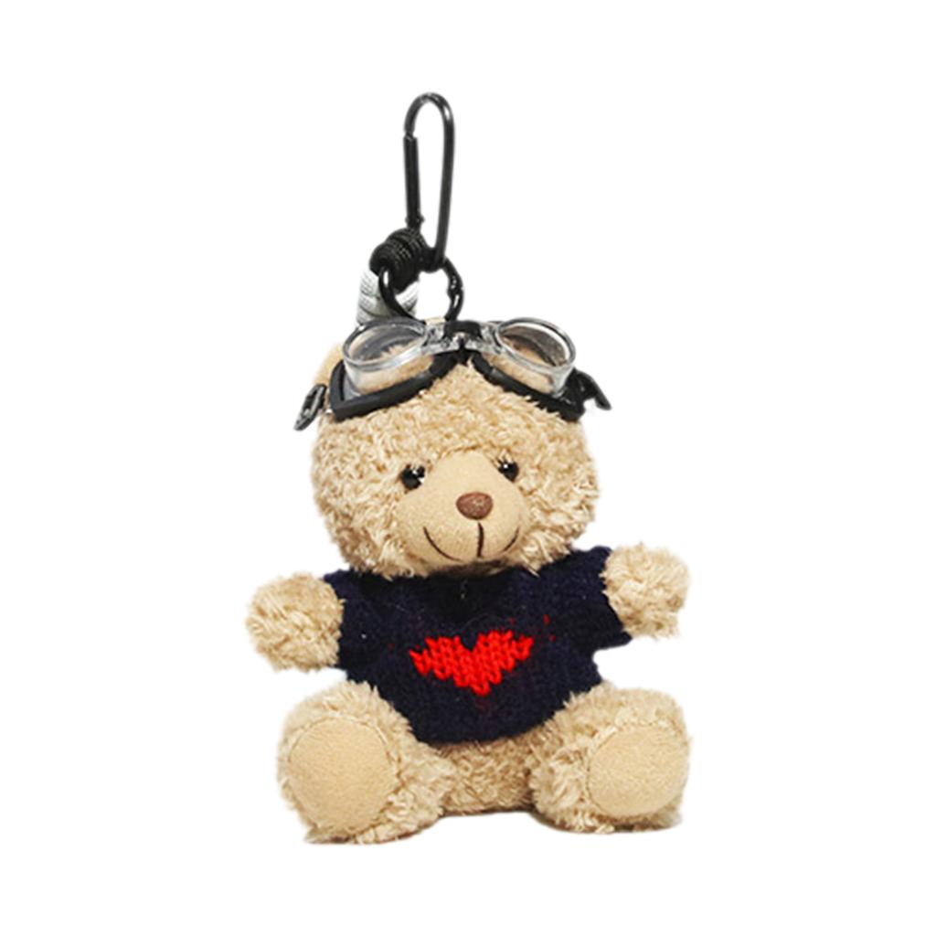 Lovely Pilot Bear Keychain Cute Pendant for Bag and Key Plush Keyring Phone Charm Personalized Animal Decoration