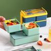 With Fork and Spoon Microwave Bento Boxes Double Layer Dinnerware Set  Office Worker