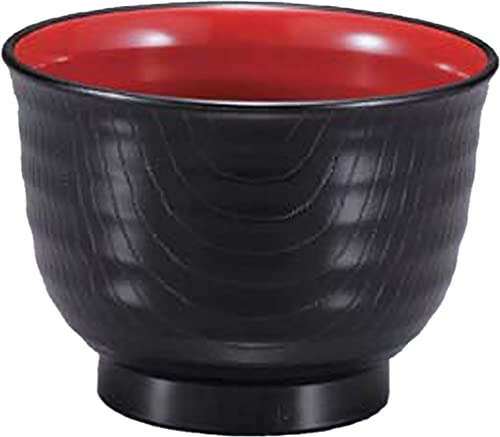 [Amazon.co.jp Exclusive] [Commercial Set] Fukui Craft Miso Soup Bowls, Heat-Resistant, Made in Japan, Dishwasher-Safe, Black with Red Interior, Small
