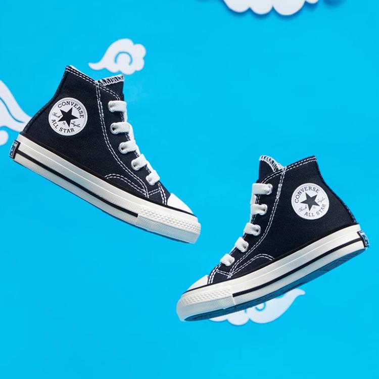 Converse Классические парусиновые кеды с высоким верхом 1970-х годов Детские кеды Черные 771639C