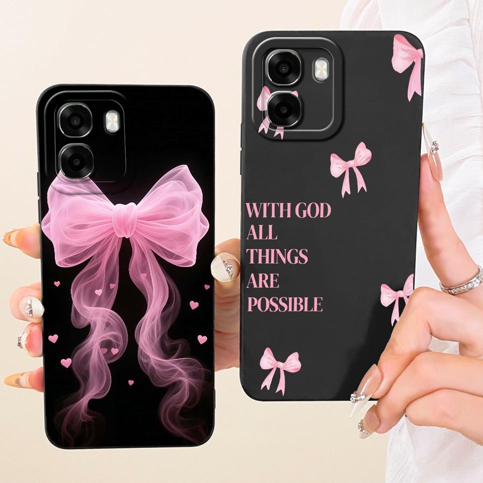 Liquid Silicone Back Cover For Oppo A6t Pro 4G 5G CPH2847 CPH2849 Phone Case Luxury Girly Flower Butterfly Bow Painting Casing