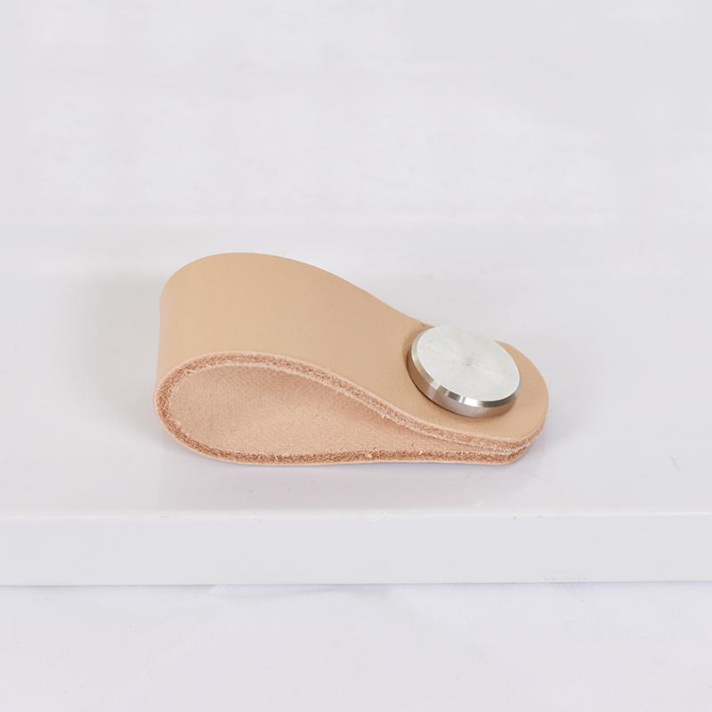Nordic style Kitchen Furniture Handles Cabinet Pulls Closet Cupboard Wardrobe Door Knobs Thickening Leather Drawer Handle Silver