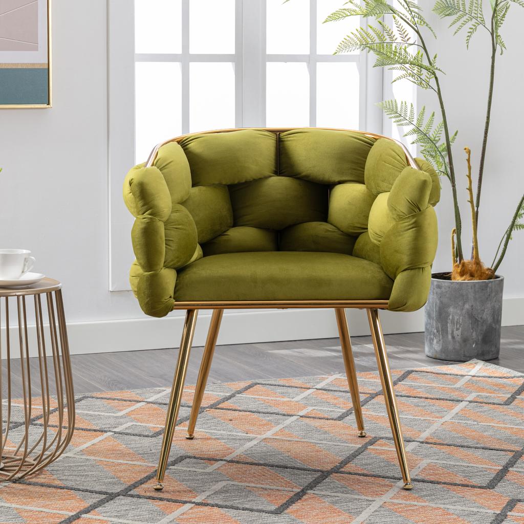 Luxurious, Modern Accent Chair, Vanity Chair with Metal Frame for Bedroom, Living Room, Dining Room