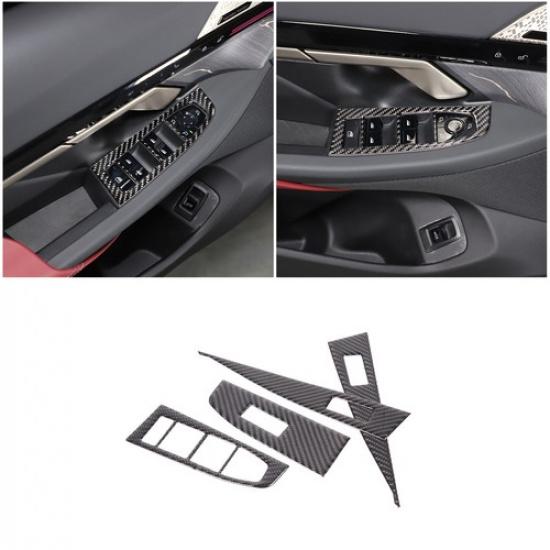 Soft Carbon Fiber Window Lift Switch Trim Sticker For BMW 5 Series G60 i5 2024+