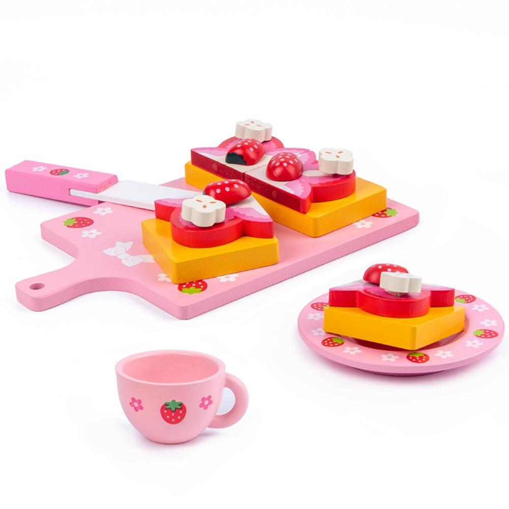 Strawberry Design Wooden Simulation Cake Toys Cooking Role Play Toys Children's Play