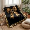 Leopard Print Bow Design Theme blanket Lightweight Warm Flannel Blanket Decorative Throw Blanket for Home Decoration