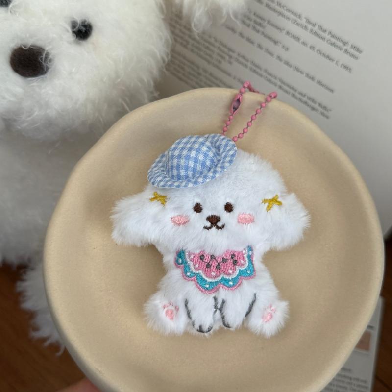 Cute Cartoon Glasses Hat Dog Plush Keychain Kawaii Puppy Backpack Pendant Keychain Stuffed Doll Toys Charms Accessories GiftsHot