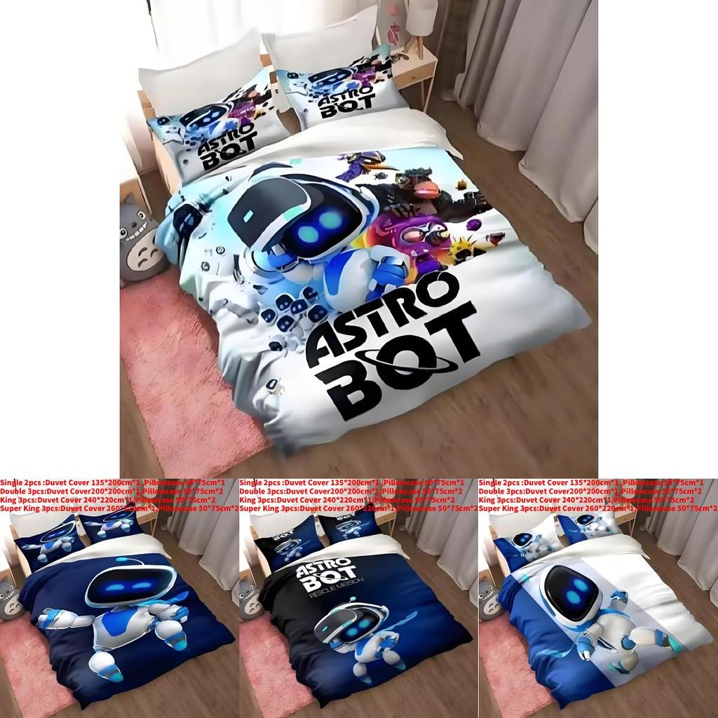Постельное белье Astro Bot из мягкой полиэфирной ткани в современном стиле для детской комнаты