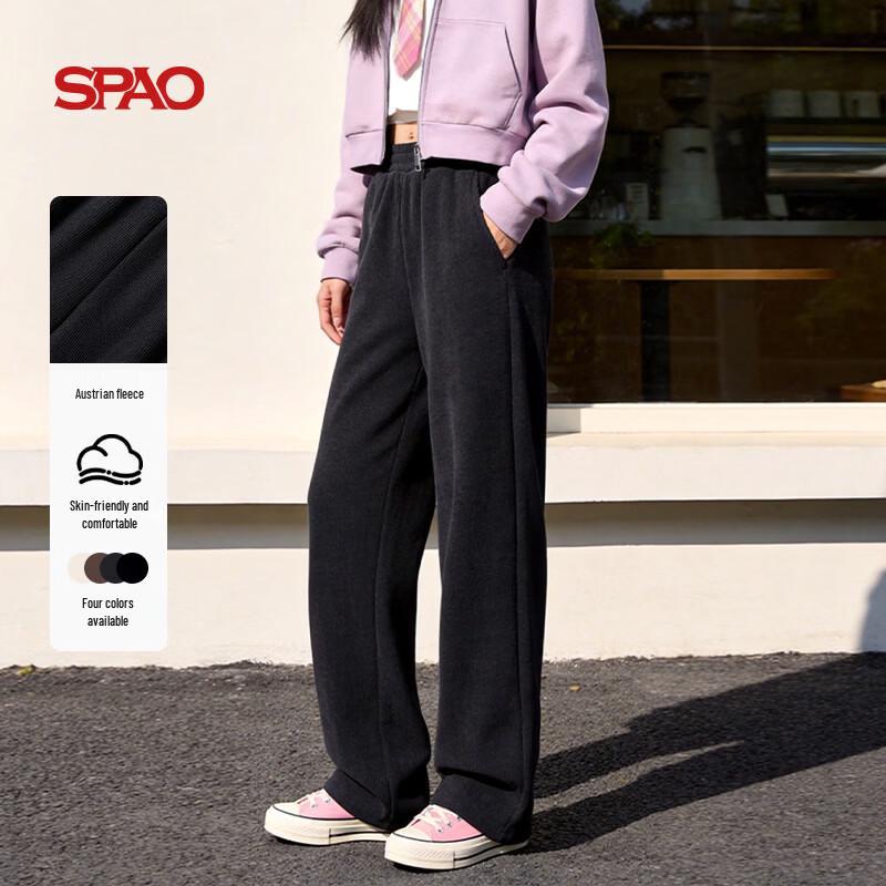 Женские прямые вельветовые брюки SPAO с высокой талией и флисовой подкладкой