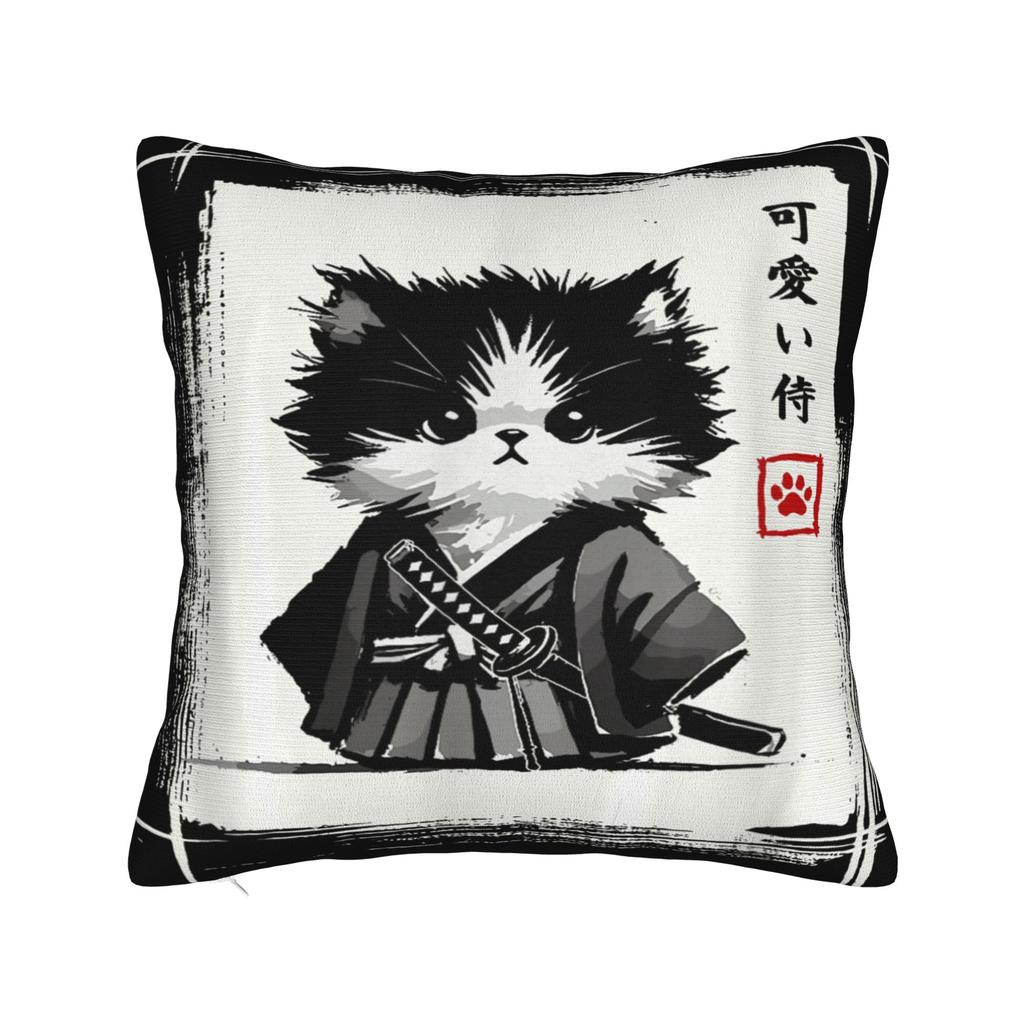 Ukiyo-E Art Japanese Cat Riding Pillowcases Retro Trendy Pillow Case For Living Room Bed Chair Comfy Pillow Cover