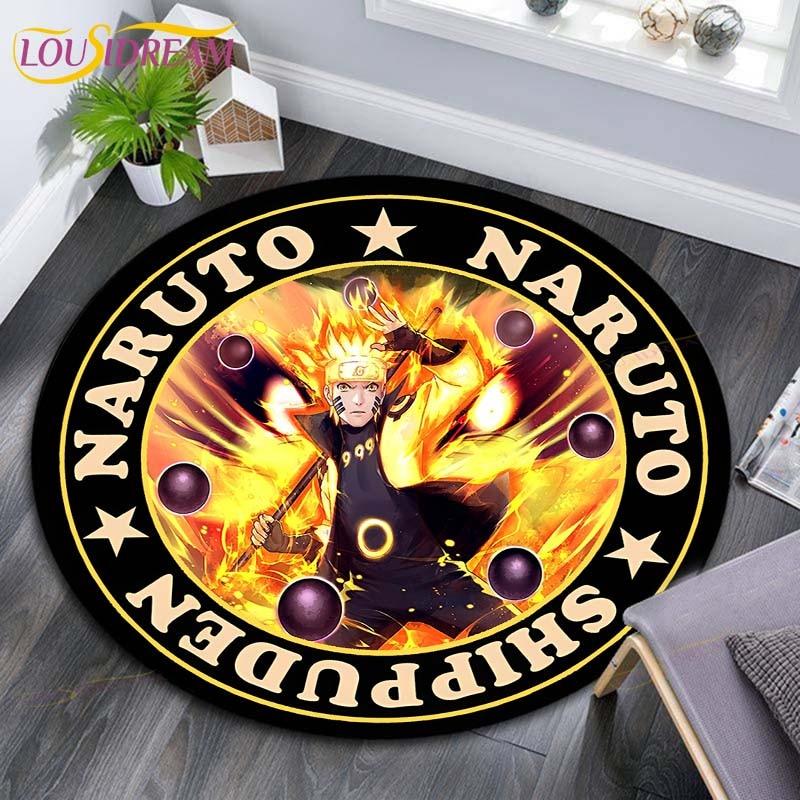 Круглые коврики с рисунком Наруто, геометрические противоскользящие напольные коврики для гостиной, декор для комнаты, домашние коврики, коврик для игр в стиле Наруто, детский коврик