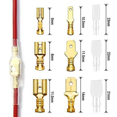 Плоские клеммы YFFSFDC, набор из 135 шт., изолирующие втулки, клеммы Giboshi, с крышкой, набор штыревых и гнездовых клемм, обжимные клеммы, штыревые и гнездовые, прово