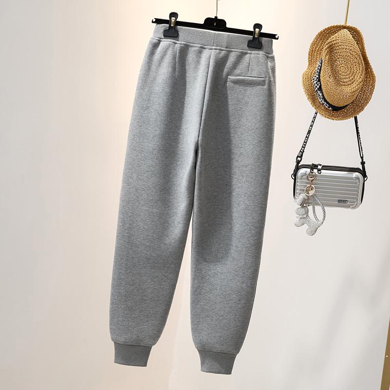 Dimanaf 2022 Большие размеры, зимние женские брюки-шаровары, флисовые брюки, базовые брюки, утепленные свободные повседневные женские серые брюки, брюки большого размера