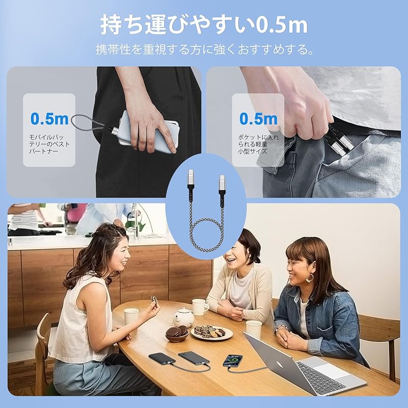 Кабель Viviber type c короткий 50 см и длинный 1,8 м type c-usb c набор из 2 PD60W быстрая зарядка подлинный Удобно носить с собой type-c iphone15 iPhone16 typesee