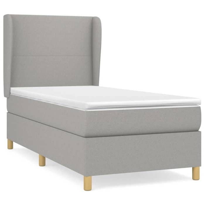 Maison Exclusive - Sommier à lattes de lit et matelas Gris clair 90x190 cm Tissu