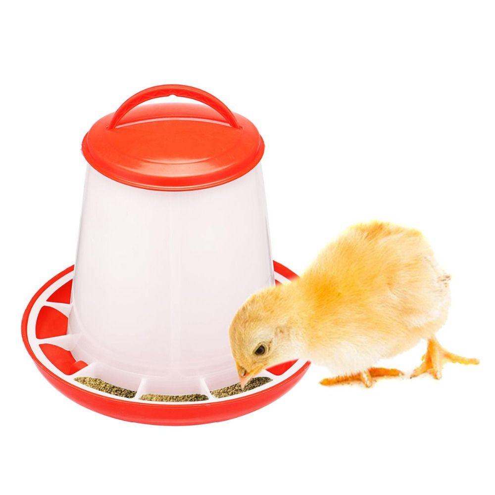 Red Reusable Chicken Water Poultry Handle Farm Supplies Feeders Feed Bucket Poultry Tool