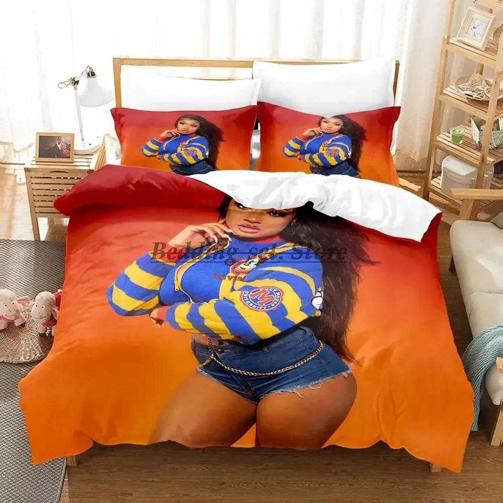 Милый Постельный Набор Megan Thee Stallion Односпальный Полуторный Двуспальный Квинсайз Кингсайз Набор для Кровати Взрослый Детский Спальня Комплекты Пододеяльников Комплект Простыней