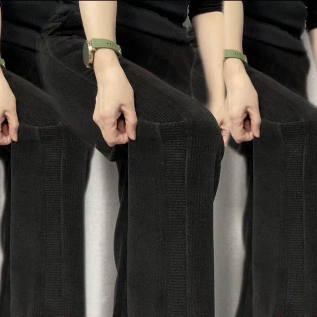 Женские брюки с высокой посадкой, на флисовой подкладке, прямого кроя, осенне-зимняя мода, утолщенные для тепла, стройнящие, свободного повседневного кроя