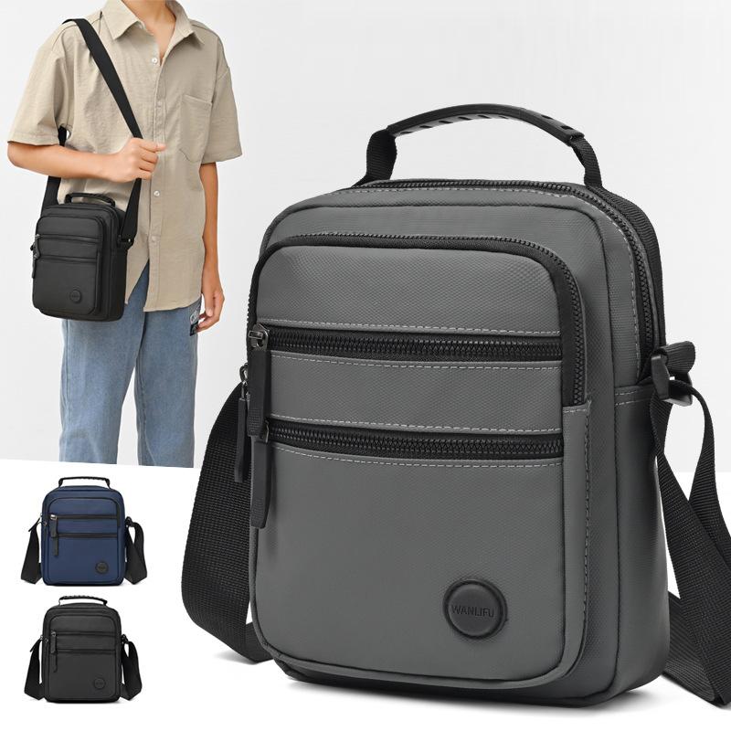 Мужская сумка через плечо Легкая Оксфордская Маленькая Квадратная Сумка Деловая Повседневная Многослойная Сумка на Плечо