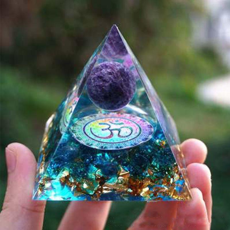 Orgonite Chakra Energy Pyramid Amethyst Crystal Home Decor Meditation Ornament Craft Gift
