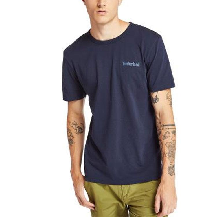Timberland Футболка с коротким рукавом и круглым вырезом, мужские топы, темно-сапфирово-синие A2B78433