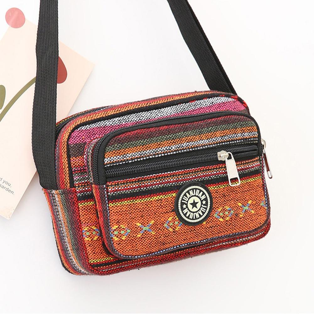 Многослойная сумка через плечо в стиле бохо с вышивкой, сумка-оксфорд, простая полосатая сумка через плечо для девочек