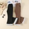Girls' Bell Bottom Pants for Autumn and Winter Stylish and Versatile with Thick Fleece and Baby Outer Pants