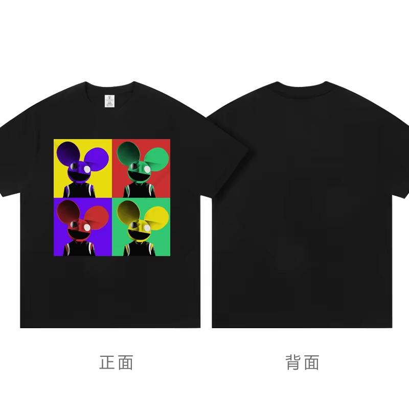 Deadmau5 Electronic Mouse Short Sleeve T-shirt Men's Top 100 Dj Clothes Around Electronic Bungee Disco Round Neck Cotton T-shirt