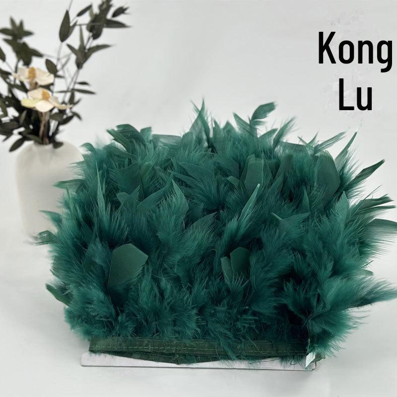 Red Lace Net Turkey Feather Strips for DIY Handmade Wedding Dance Costumes and Decorations