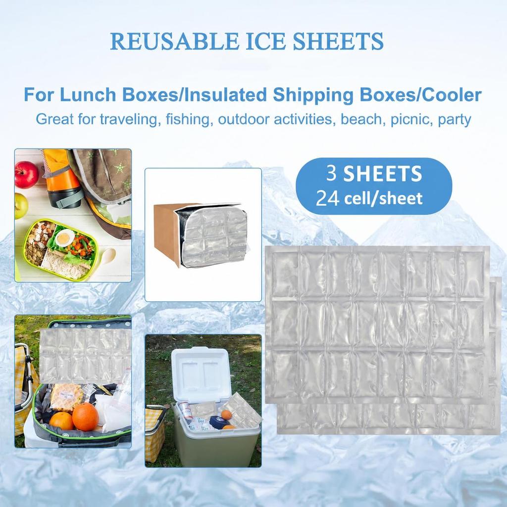Flexible Ice Mat: 2 PCS Reusable Gel Sheet Cuttable Foldable Cooler Pad - Leakproof Food Cooling for Lunch Box Beach BBQ Parties Travel Outdoor