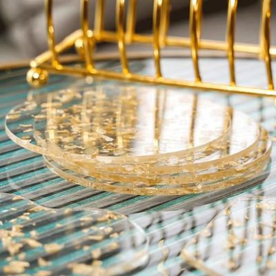 4 шт. минималистские подставки под стаканы из золотой фольги, акриловые подставки под напитки, акриловые настольные украшения для чашек, бара, кухни, домашнего декора