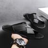 Fashion Handmade Leather Mens Sandals Shock Absorption Summer Footwear with Non-Slip Wide Width Slides for Daily Walking Plus Size 38-48