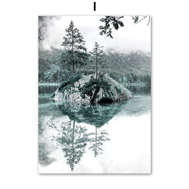 Аврора, горное озеро, лес, овечий тростник, настенная живопись на холсте, постеры на скандинавскую тему и принты, настенные панно для декора гостиной