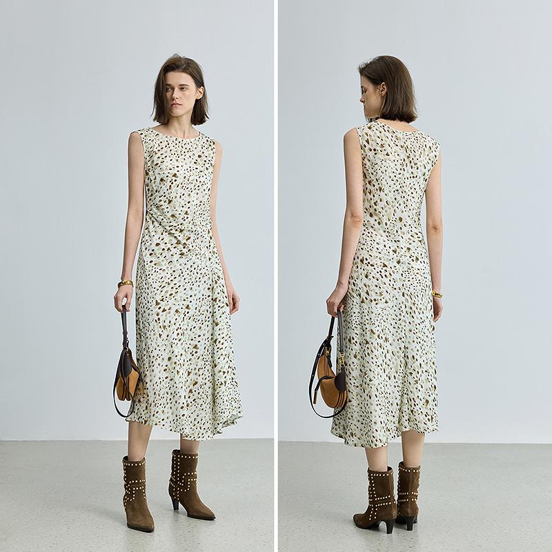 LILY vacation style contrasting color waist cinching dress