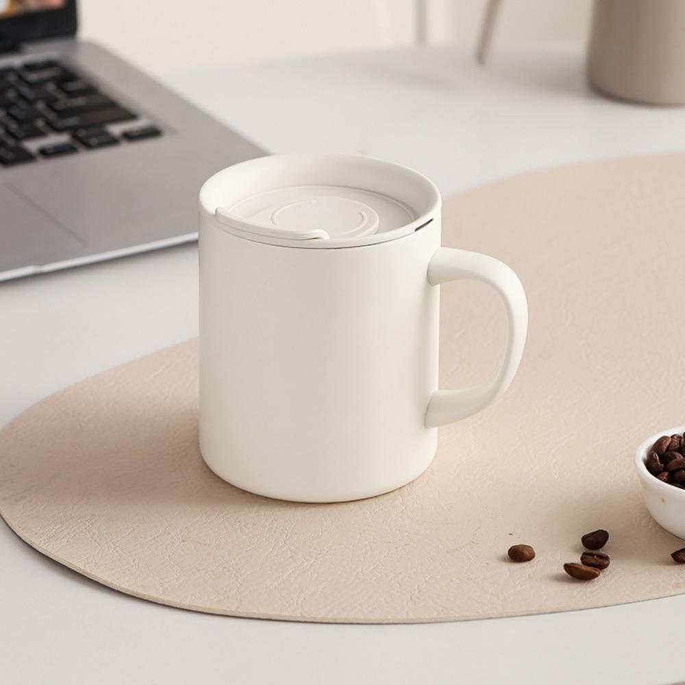 Rotating Dust Cover Insulated Coffee Mug 300 ML Milk Cup Minimalist Thermos Cup  Study
