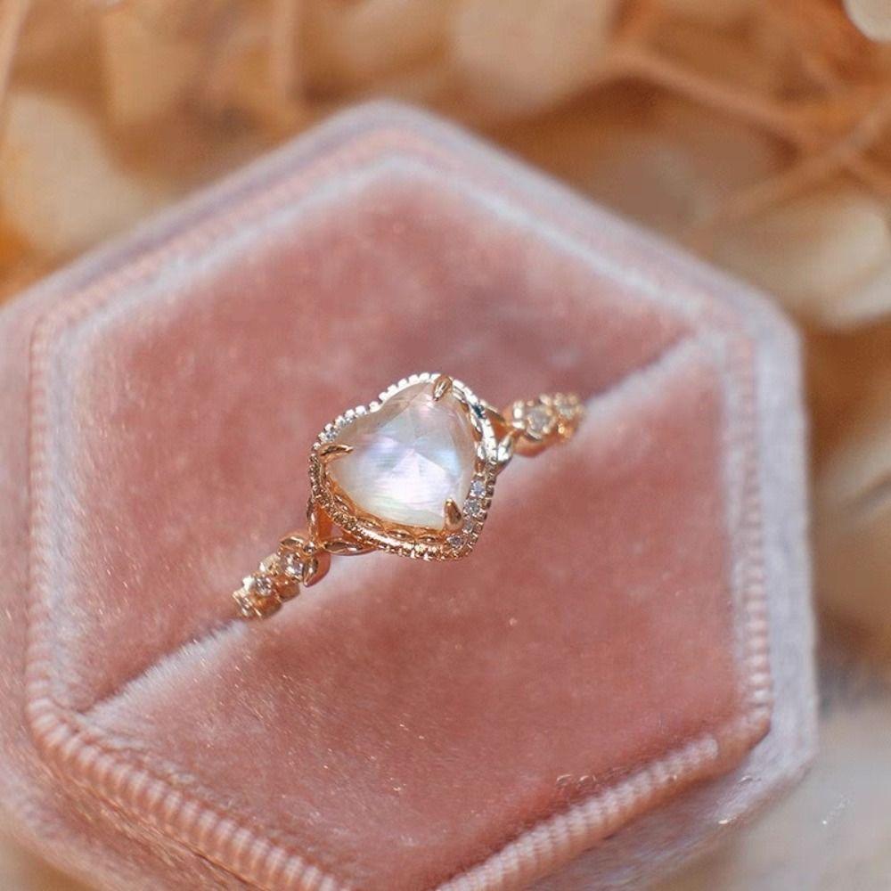 Copper Rinestone Rings Exquisite Vintage Rings Temperament Shining Open Ring  Gifts