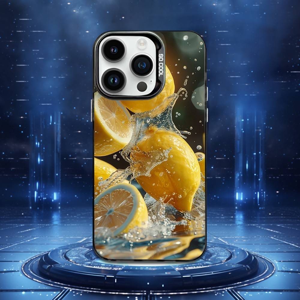 Yellow Fruit lemon Art Phone Case For iPhone 16,15,14,13,12,11,XS,Mini,Pro,MAX Black Matte Shockproof Cover