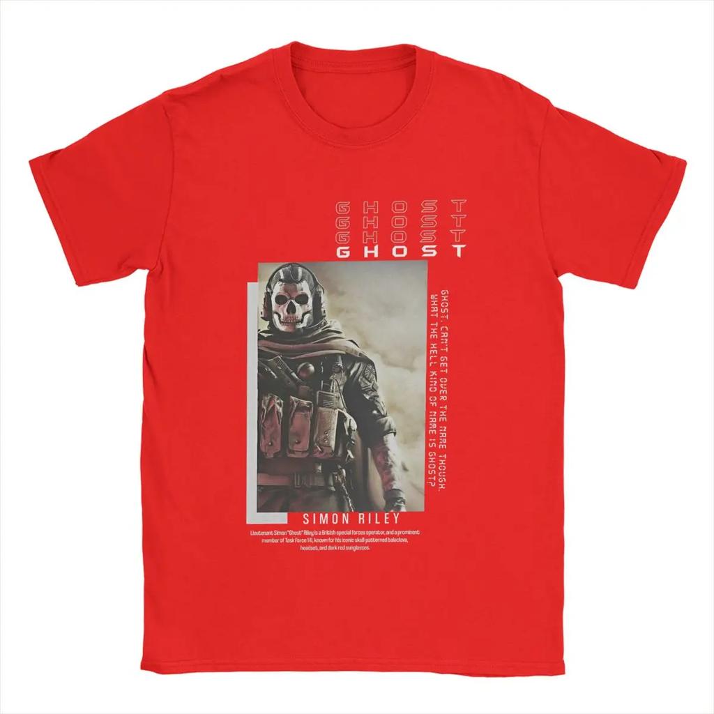 Leisure Call Game Duty Simon Ghost Riley T-Shirts Men Round Collar 100% Cotton T Shirts MW2 Short Sleeve Tees Summer Clothing