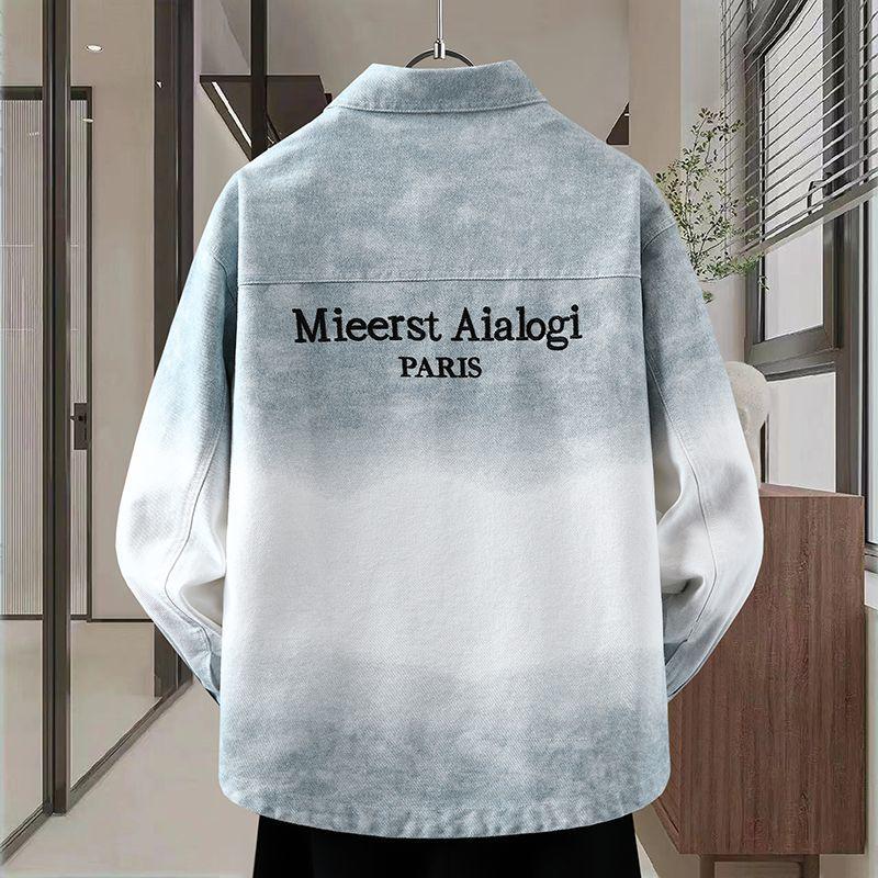 Мужская джинсовая куртка с градиентом - Стильный весенне-осенний колледж-стайл