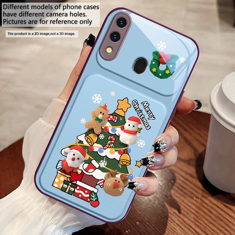Мультяшная рождественская елка Для Samsung A73 72 71 A70 56 55 54 A53 52 51 50 42 A35 A34 33 32 31 26 25 24 23 22 30 стеклянный чехол для телефона