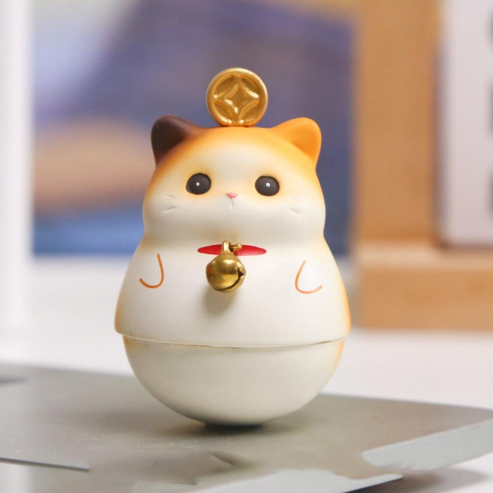 Chubby Cat Resin Ornament Shake Toys Cat Car Decorations Cat Resin Figure Cat Swinging Doll  Gifts