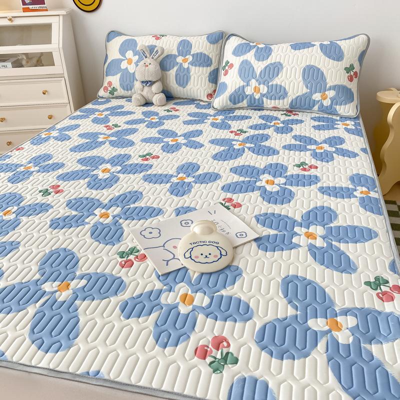 Тайский латексный летний коврик из трех предметов, летний коврик из ледяного шелка с принтом, моющийся, складной, прохладный коврик