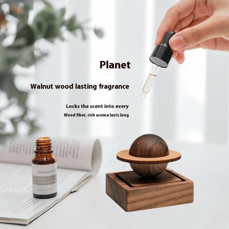 Fragrances Diffuser Walnut Wooden Rotating Planet Design No Electricity Required Essential Oil Aromatherapies Device