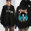 Vintage Ghosts Bands Skeleton Print Hoodie Men Fashion Winter Fleece Hooded Zip-up Hip Hop Gothic Punk Metal Sweatshirt Jacket