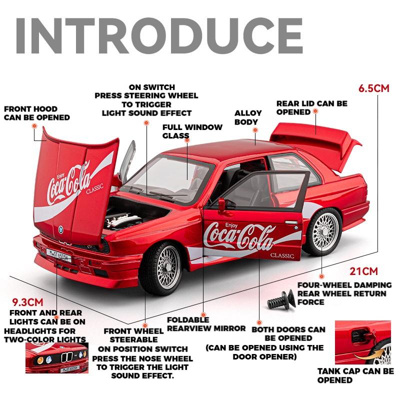 1/24 BMW M3 Coca Cola Суперкар Литая Модель Сплав Автомобиль Коллекционные Предметы Хобби Мини-Автомобиль Транспортное Средство Высокая Симуляция Украшение День Рождения Мальчик