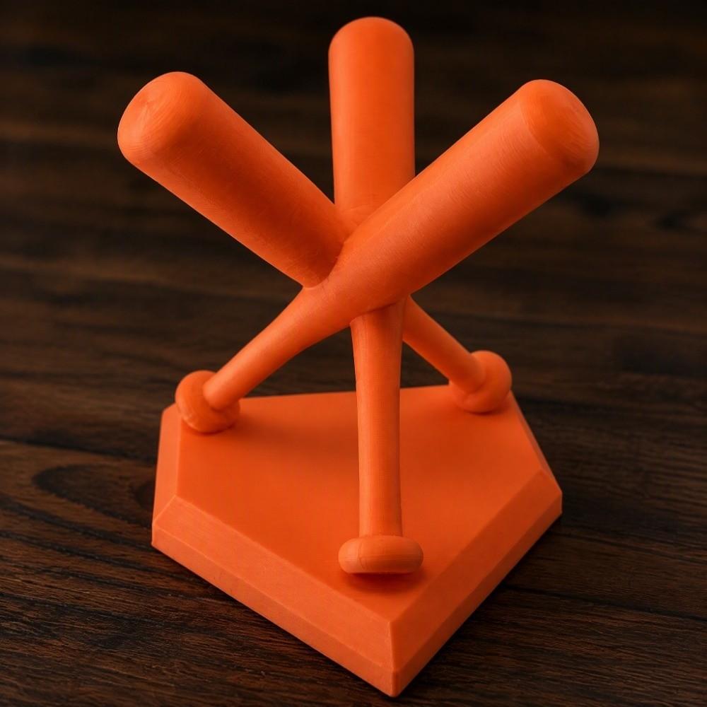 PLA Mini Baseball Stand Holder Three Baseball Bats Shaped Golf Ball Display Stand Softball