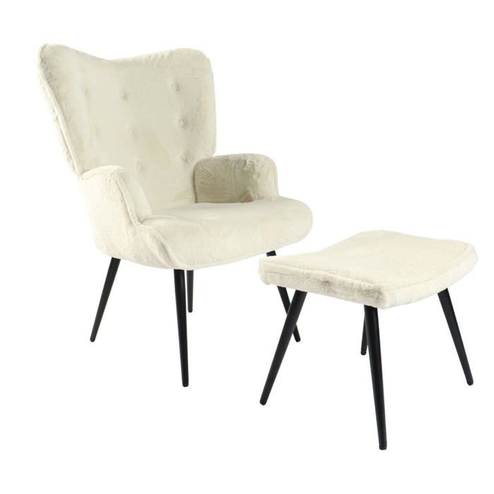 Fauteuil cabriolet - Home ESPRIT - Polyester - Métal - 72x74x97 cm - Blanc - Multicolore - Uni - Taille unique