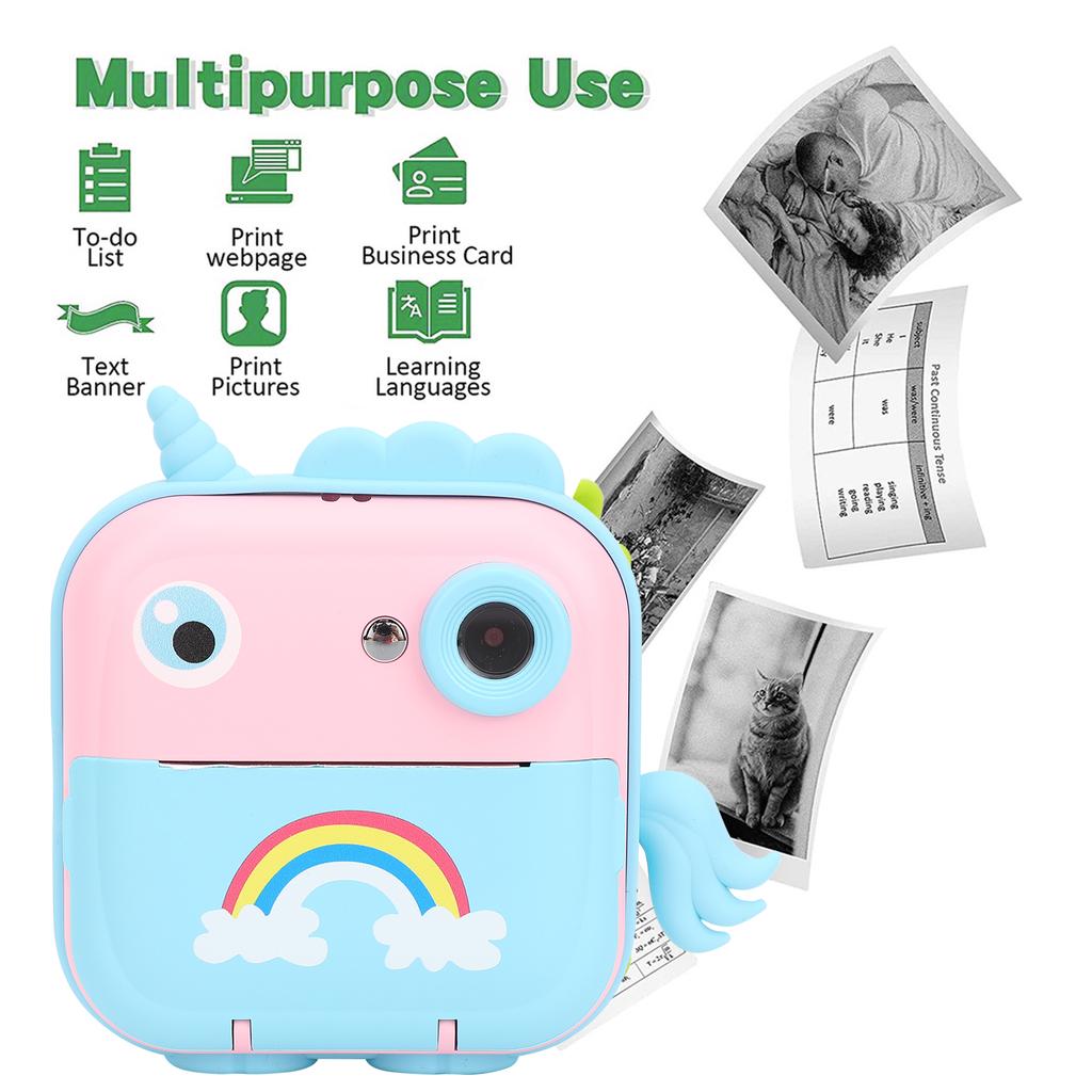 Детская камера мгновенной печати 2,4-дюймовая HD цифровая видеокамера для детей с печатной бумагой, поддержка приложения для 3-14 лет
